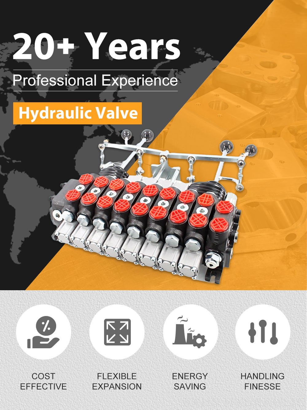 DCV60-PG2 Manual and Joystick 8 Spool Sectional Directional Valve detailed image